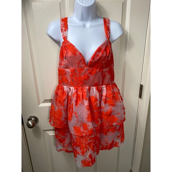 day + moon Dresses & Skirts - NWT Day + Moon Mini Dress Tiered Ruffle Floral‎ Babydoll Sleeveless  Sz Small